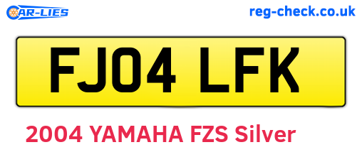 FJ04LFK are the vehicle registration plates.