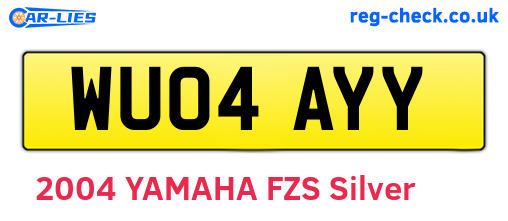 WU04AYY are the vehicle registration plates.