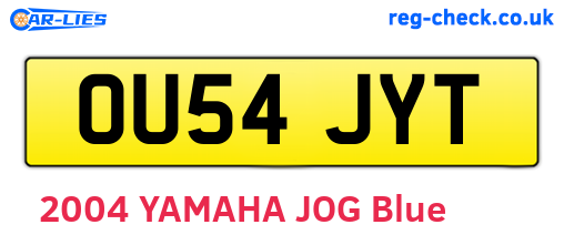 OU54JYT are the vehicle registration plates.