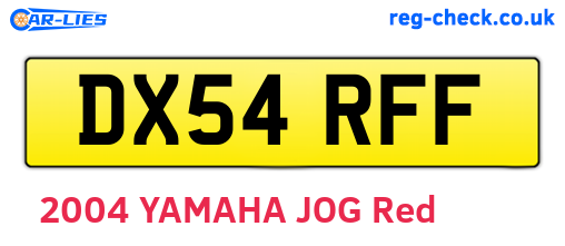 DX54RFF are the vehicle registration plates.
