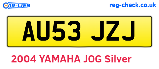 AU53JZJ are the vehicle registration plates.