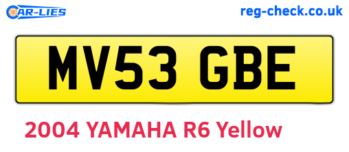 MV53GBE are the vehicle registration plates.