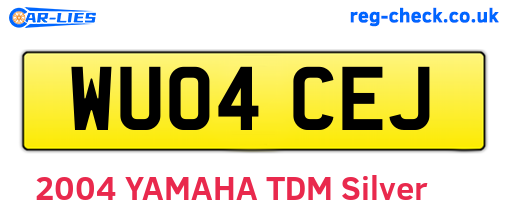 WU04CEJ are the vehicle registration plates.