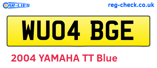 WU04BGE are the vehicle registration plates.