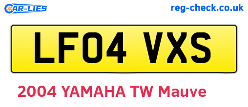 LF04VXS are the vehicle registration plates.