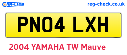 PN04LXH are the vehicle registration plates.