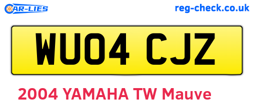 WU04CJZ are the vehicle registration plates.