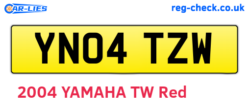 YN04TZW are the vehicle registration plates.
