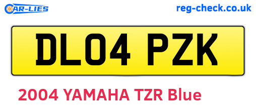 DL04PZK are the vehicle registration plates.