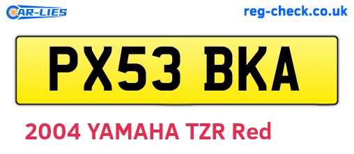 PX53BKA are the vehicle registration plates.
