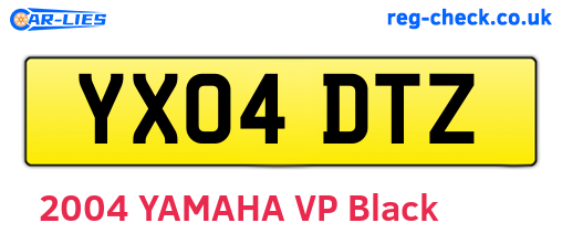 YX04DTZ are the vehicle registration plates.
