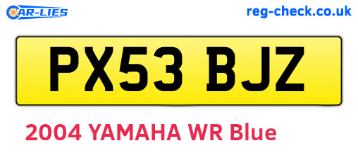 PX53BJZ are the vehicle registration plates.