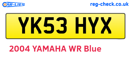 YK53HYX are the vehicle registration plates.