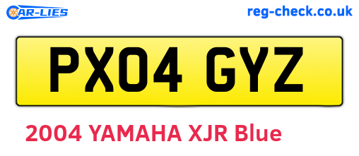 PX04GYZ are the vehicle registration plates.