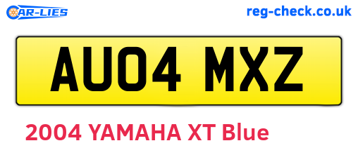 AU04MXZ are the vehicle registration plates.