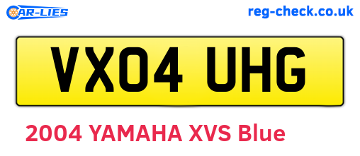 VX04UHG are the vehicle registration plates.