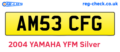 AM53CFG are the vehicle registration plates.