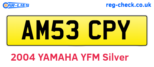 AM53CPY are the vehicle registration plates.