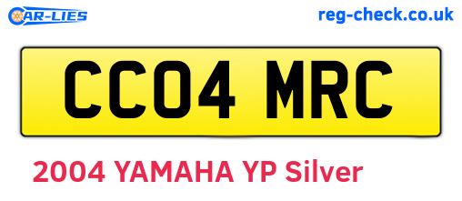 CC04MRC are the vehicle registration plates.