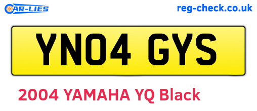 YN04GYS are the vehicle registration plates.