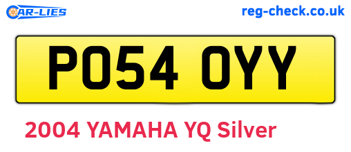 PO54OYY are the vehicle registration plates.