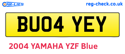 BU04YEY are the vehicle registration plates.