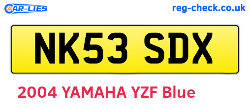 NK53SDX are the vehicle registration plates.