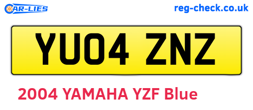 YU04ZNZ are the vehicle registration plates.