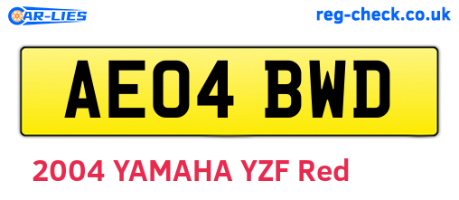 AE04BWD are the vehicle registration plates.