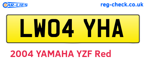 LW04YHA are the vehicle registration plates.