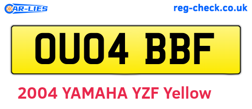 OU04BBF are the vehicle registration plates.