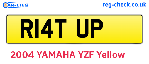 R14TUP are the vehicle registration plates.