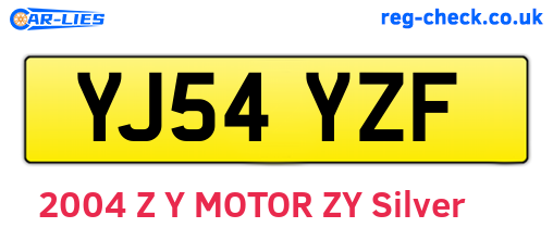 YJ54YZF are the vehicle registration plates.