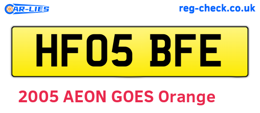 HF05BFE are the vehicle registration plates.