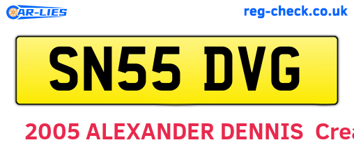 SN55DVG are the vehicle registration plates.