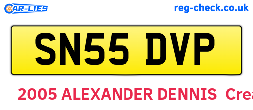 SN55DVP are the vehicle registration plates.