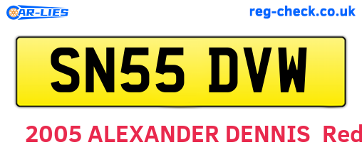 SN55DVW are the vehicle registration plates.