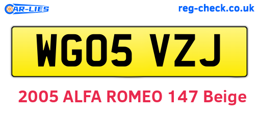 WG05VZJ are the vehicle registration plates.