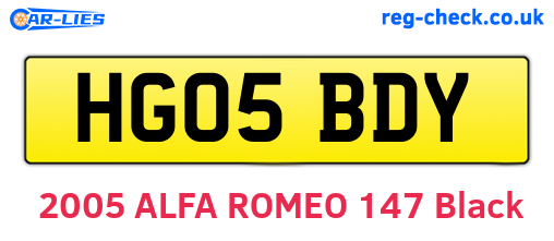 HG05BDY are the vehicle registration plates.