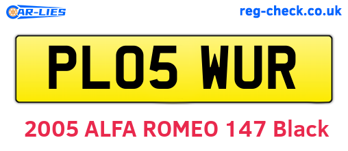 PL05WUR are the vehicle registration plates.