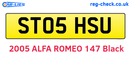 ST05HSU are the vehicle registration plates.