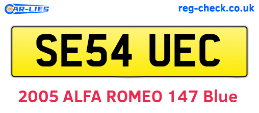 SE54UEC are the vehicle registration plates.