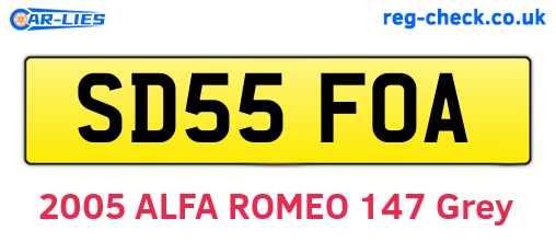 SD55FOA are the vehicle registration plates.