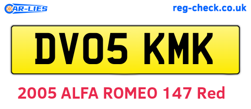 DV05KMK are the vehicle registration plates.