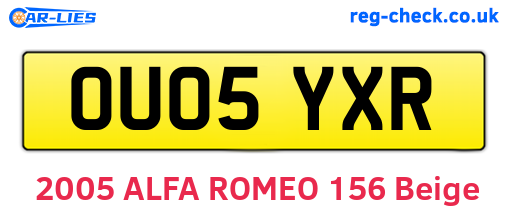 OU05YXR are the vehicle registration plates.