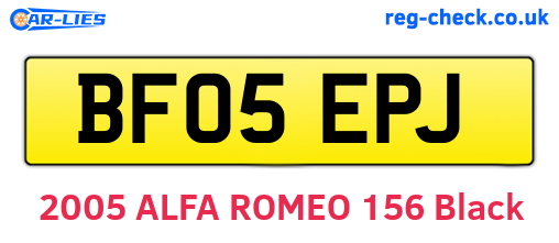 BF05EPJ are the vehicle registration plates.