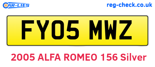 FY05MWZ are the vehicle registration plates.