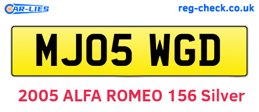 MJ05WGD are the vehicle registration plates.