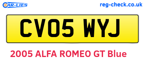 CV05WYJ are the vehicle registration plates.