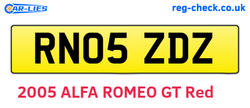 RN05ZDZ are the vehicle registration plates.